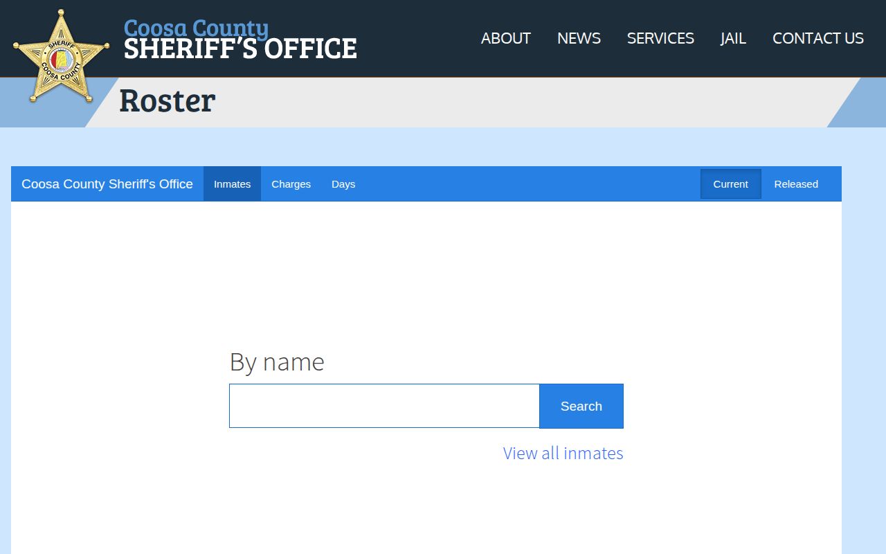 Coosa County sheriff roster page for released mugshot lookup context