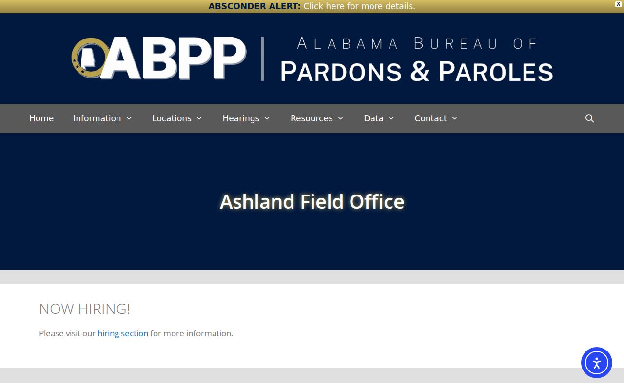 Coosa County parole and probation Ashland Field Office release supervision contact